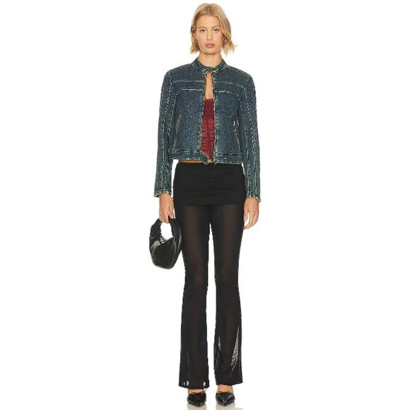 FREE PEOPLE x WE THE FREE Fast Lane Denim Moto Jacket Small Alchemy Blue NWT - Picture 5 of 13